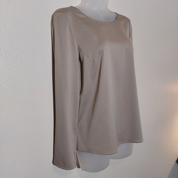 Armani Collezioni Silky Long-Sleeve Neutral Blouse - 4 - Picture 3 of 10